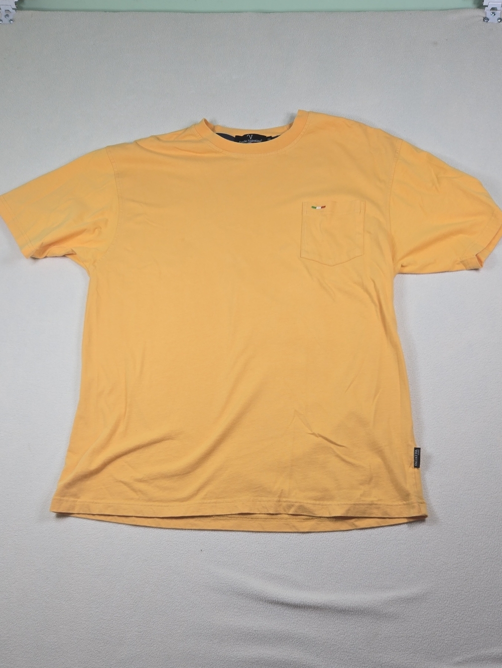 Emilio Valentino Men's Yellow Crewneck Pocket T-Shirt